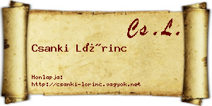Csanki Lőrinc névjegykártya